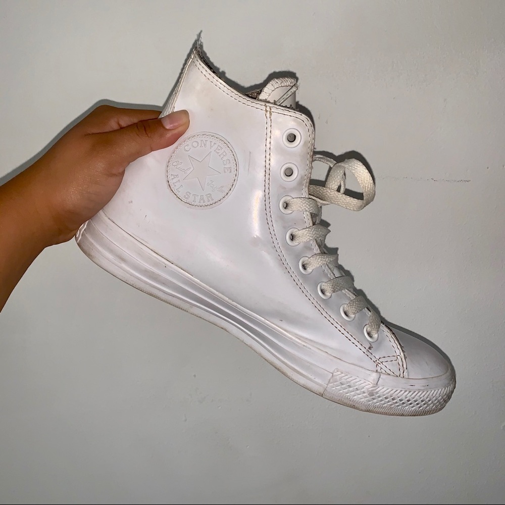 very worn high-top rubber converse 🤍